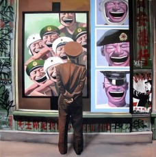 Rockwell meet Yue Minjun (red army) 2, 2013, 200x195cm, Gully, Opera Gallery Paris
