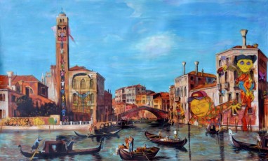 Acryl-49-3-Canaletto meets the art of graffiti 3-2016-100x165cm-