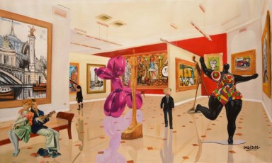 107-10-The children meet Buffet, Koons, Gacometti and Saint Phalle 10- 70x120cm - 2021