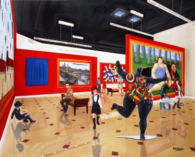 107-13-René, Salvador, Nikki and the children meet Magritte, Fontana, Buffet, Léger, Saint Phalle, Botero 13 - 120x150cm-2021