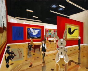 107-15-René, Salavador, Nikki, Andy and the children meet Magritte, Fontana, Chagall, Warhol, and Koons 15 - 115x143cm - 2021