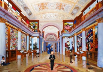 142-3-Keith, Pablo, René, Andy and Jean michel meet Murakami, Mondrian, Basquiat, Buffet, Koons, Lichtenstien, Picasso, Klein, Magritte and Léger 3 -107x150cm-2021