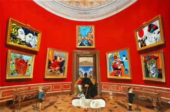 184-3-Children meet Lichtenstein, Pollock, Botero, Buffet, Basquiat, Miro, Picasso 3 - 100x150cm-2021