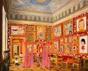 197-1-Keith, Pablo, Andy adn Jean-Michel meet Rokkaku, Kusama, Murakami and Nara 1 -161x200cm -2021