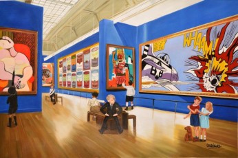 224-13-René, Nikki, Jean-Michel, Andy and Pablo meet Picasso, Basquiat, Warhol and Lichtenstein 13 -100x150cm-2021