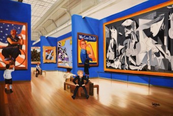 224-7-Pablo, Nikki, Jean-Michel, Andy and René meet Rockwell, Lichtenstein and Picasso 7 -100x150cm-2021