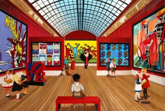 87-17-Jean Michel and The children meet Warhol, Indiana, Haring and Basquiat -100x150cm-2021