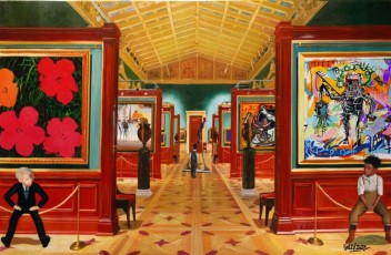 98-15-Andy, Yves and Jean-Michel meet Warhol, Dali, Klein, Giacometti, Picasso and Basquiat 15- 98x150cm 2021