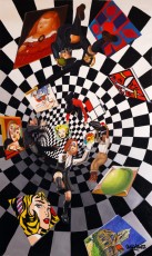 02-120-1-Nikki, Gully, René, Roy, Jean-Michel meet Picasso, Lichtenstein, BAsquiat, Murakami, Haring, Magritte and Van Gogh 2-99x59cm-2022