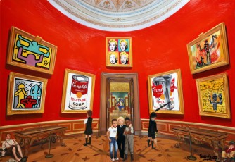 08-184-4-Keith, Andy, Jean-Michel, Niki, rené and the children meet Haring, Warhol and Basquiat 4-70x102cm-2022