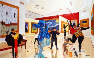 107-17-The children Magritte, Van Gogh, Koons and Saint Phalle 17-108x180cm-2022