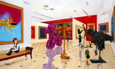 107-18-Nikki, Yves, René meet Mathieu, Koons, Magritte, César and Giacometti 18 - 90 x 150 cm-2022