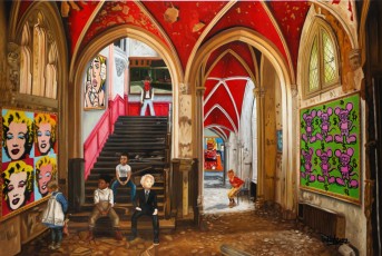 138-4-Jean-Michel, Keith, Andy and the children meet Warhol, Lichtenstein, Hopper, Basquiat, Monet and Haring 4-80x120cm-2022