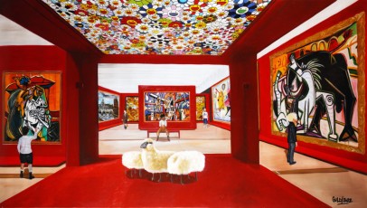 239-2 - Pablo, Vincent, Jean Michel, Takashi and Andy meet Picasso, Buffet, Murakami, Léger, Kandinsky and Lalanne 2 - 84 x150 cm-2022