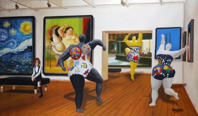 73-5 Nikki meet Van Gogh, Botero, Saint Phalle, Hopper and Fontana 5-84x150cm-2022