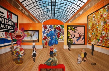 87-27-Jean-Michel, Nikki, Keith-René, Andy and the children meet Warhol, Murakami, Dali, Haring, Koons and Lichtenstein 27-100x150cm-2022