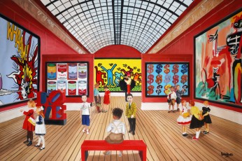 87-31-Takashi, Jean-Michel, Salvador and the children meet Lichtenstein, Warhol, Indiana, Haring and Basquiat 31-100x150cm-2022