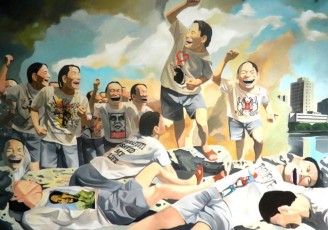 Yue Minjun and Delacroix meet urban art 1, 2013, 179x261cm, Gully, Opera Gallery Paris