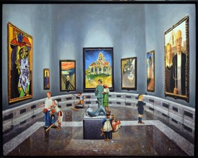 153-1-Children meet Picasso, Gauguin, Munch, Van Gogh, Degas, Monet, Wood 1, 157x200cm 2017