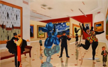 107-9-Children meet Magritte, Van Gogh, Koons, Lichtenstien, Giacometti and Saint Phalle 9- 108x180cm - 2021