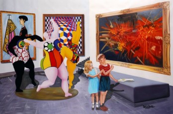 61-4-The Children meet Buffet, Vasarely, Mathieu and Saint Phalle 4- 100x158cm-2021