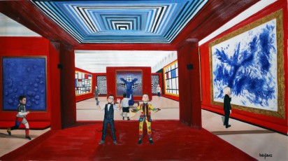 05-239-4-Piet, Yves, Victor, Vincent, Pablo, Takashi and Andy meet Klein, Mondrian and Vasarely 4-69x124cm-2022
