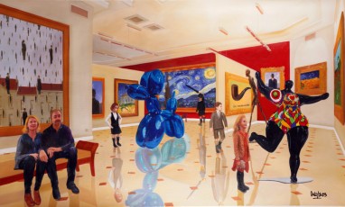 107-25-People meet Magritte, Van Gogh, Koons and Saint Phalle 25-90x150cm-2023