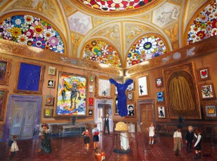 108-6-René, Jean-Michel, Andy, Nikki and the children meet Murakami, Jonone, Klein, Invader, Haring, Basquiat, Kusama, Banksy, Jr, Obey and Mist 5-127x170cm-2023