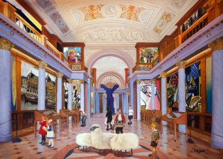 142-8-René, Pablo and the children meet Hartung, soulage, Buffet, Basquiat, Klein, Lichtenstein, Picasso and Lalanne 8-100x139cm-2023