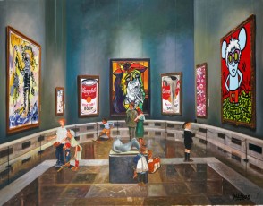 153-2-The children meet Basquiat, Mel ramos, Warhol, Picasso, Murakami and Haring 2-100x127cm-2023