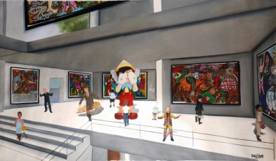 16-5-Ferando, Andy, Vincent, Pablo, Victor, René and Jean Michel meet Combas, Delvoye and Kaws 5-88x150cm-2023