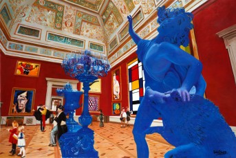 166-1- The children meet Basquiat, Buffet, Klein, Magritte, Vasarely, Picasso, Hartung and Mondrian 1 - 100 x150 cm