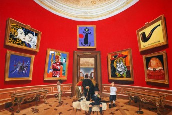 184-5-Jean-Michel, René, Pablo and the People meet Lichtestein, Mathieu,Basquiat, Miro, Piccasso Botero and Magritte 5 -100x150cm-2023