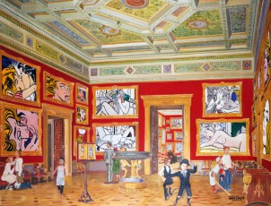 188-3-Bernard, Nikki, René and the children meet Lichtenstein 3-114x150cm-2023