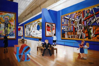 224-16-René, Nikki, Jean-Michel, Andy, Pablo and the children meet Basquiat, Haring, Lichtenstein, Warhol and Léger 16 - 100x150cm-2022