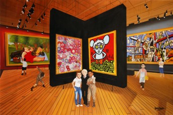 235-2 Pablo, Vincent, Keith, Andy, Jean Michel, Fernando, Takashi meet Botero, Murakami, Haring and Léger 2- 100x150cm-2022