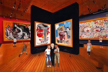 235-4-Pablo, Vincent, Keith, Andy, Jean-Michel-Fernando and Takashi meet Picasso, Warhol, Basquiat and Murakami 4-99x150cm-2023