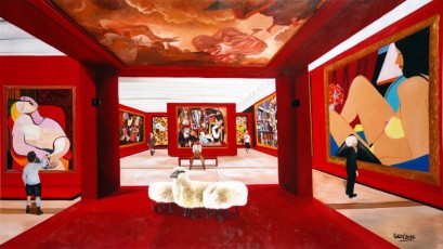 239-1 - Pablo, Vincent, Jean Michel, Takashi and Andy meet Picasso, , Murakami, Léger, Wesselman and Lalanne, 100 x178 cm