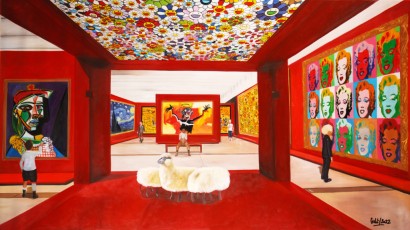 239-3 - Pablo, Vincent, Jean Michel, Takashi and Andy meet Picasso, Van Gogh, Basquiat, Murakami, Warhol and Lalanne 3 - 84 x150 cm-2022