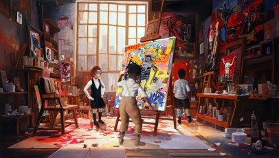 302-1-Nikki, Jean-Michel and Pablo meet Basquiat 1 -90x160cm-2023