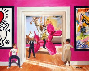 85-3-Keith, Yves, Salvador and Jean-Michel meet Haring, Dali, Koons and Basquiat 3-100x125cm-2023 copie