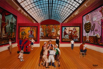 87-25-Jean-Michel, Andy, Keith and the children meet Buffet and Indiana 25-100x150cm-2022