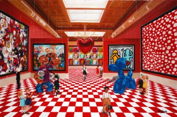 87-26-Andy, René, Nikky, Jean-Michel and the children meet Koons, Murakami, Haring, Warhol and Kasuma 26, 100 x150cm-2022